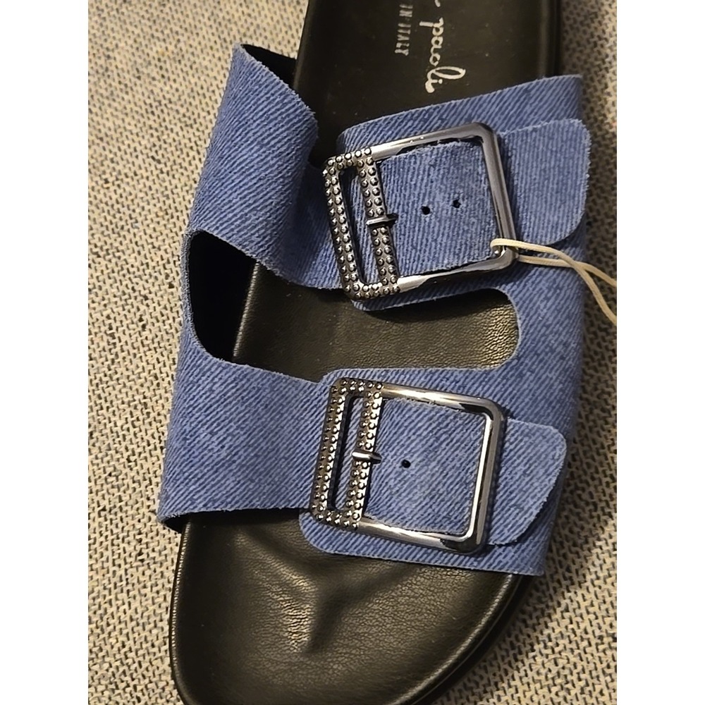 Mila Paoli Italy Leather Sandals Womens 39 US 8.5 Slip On Buckle Brown NWT - Picture 12 of 14